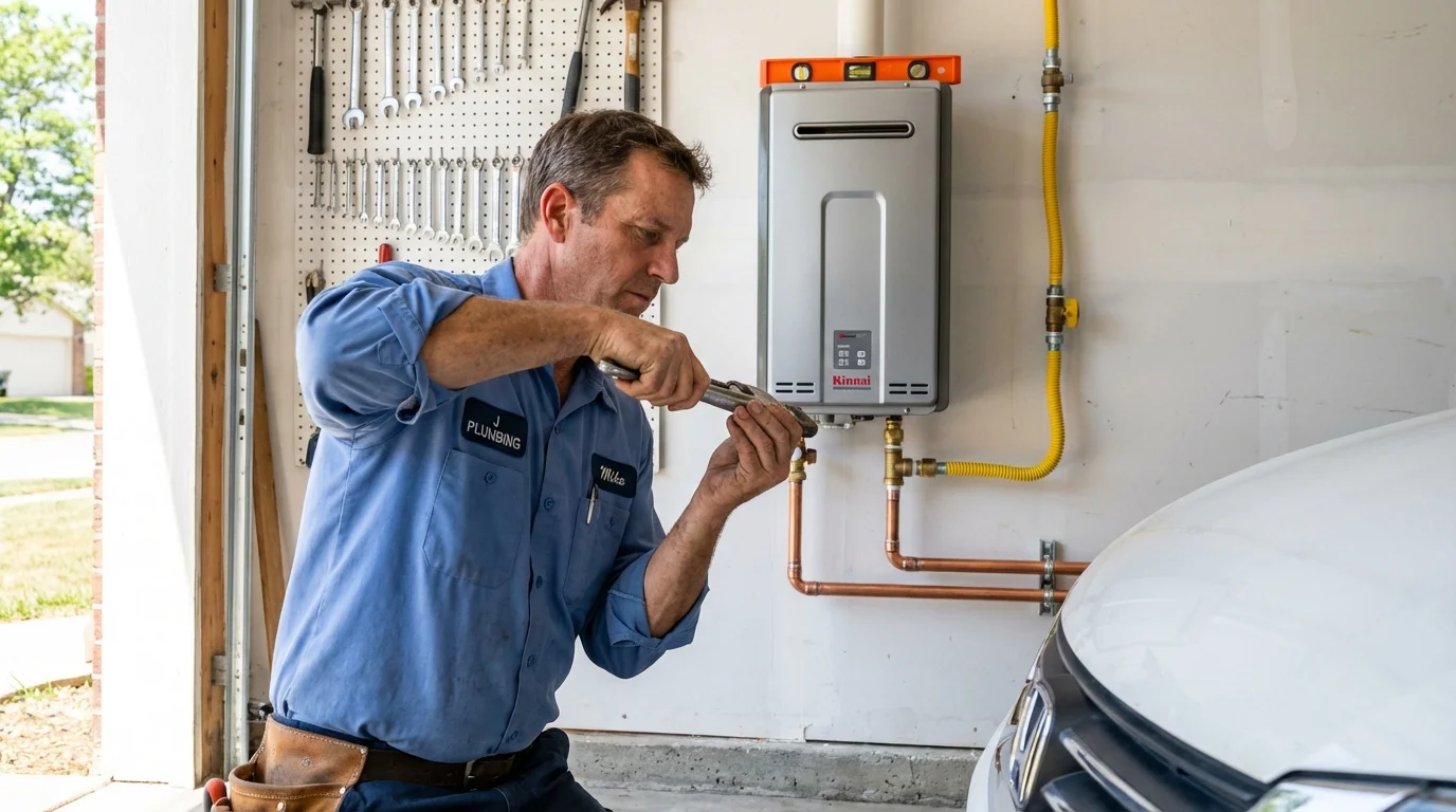 Tankless water heater installation by a Johns Plumbing LLC plumber in Huntersville